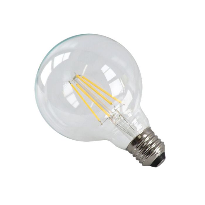 Dimmbare E27 LED Lampe, G95, 5W, transparent Glas, 2700k