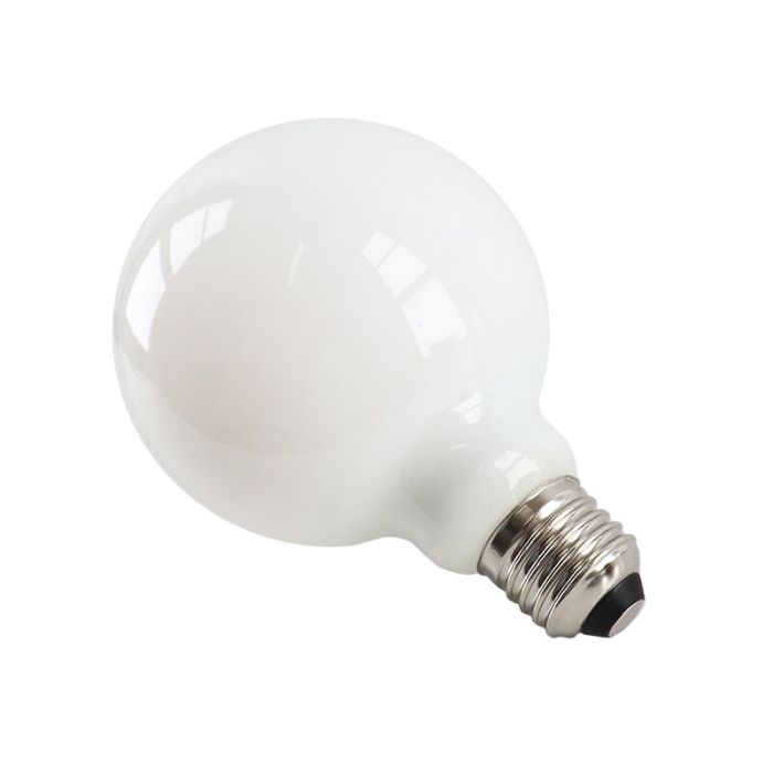 Dimmbare E27 LED Lampe, G95, 5W, Weiß Glas, 2700k