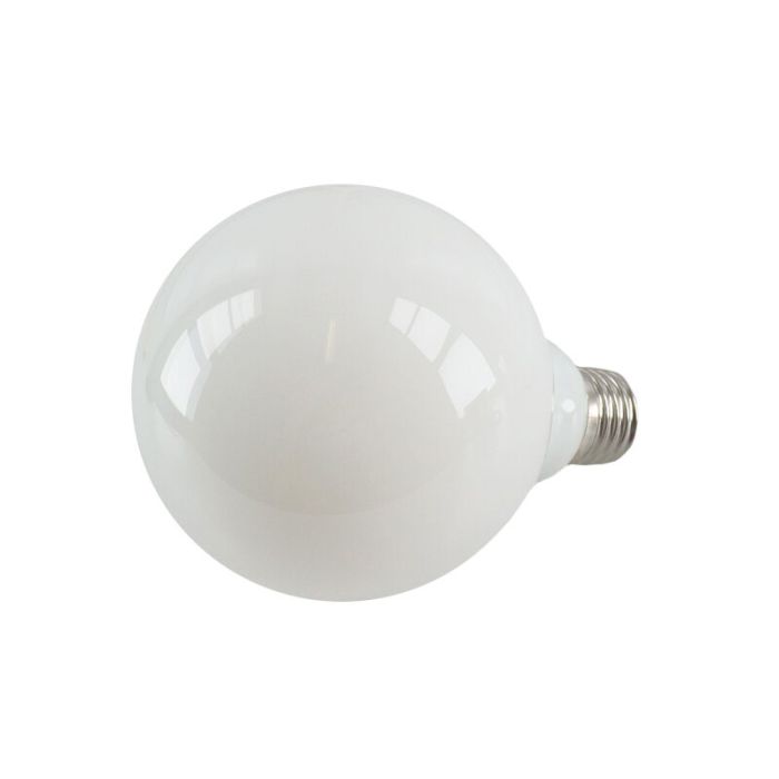 Dimmbare E27 LED Lampe, G95, 5W, Weiß Glas, 2700k