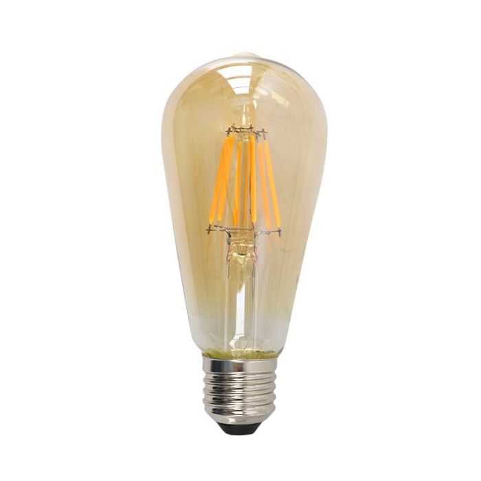 Dimmbare E27 Edison LED Lampe, ST58, 5W, Bernstein Glas, 2200K