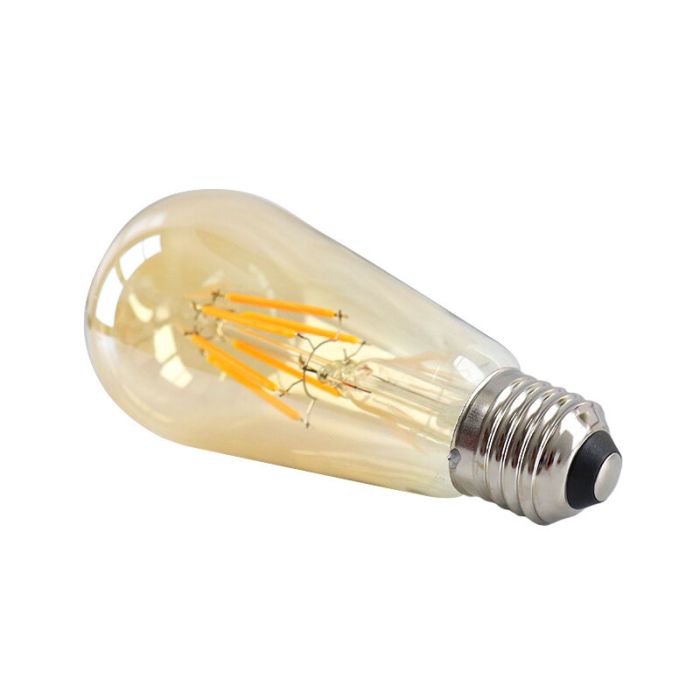 Dimmbare E27 Edison LED Lampe, ST58, 5W, Bernstein Glas, 2200K
