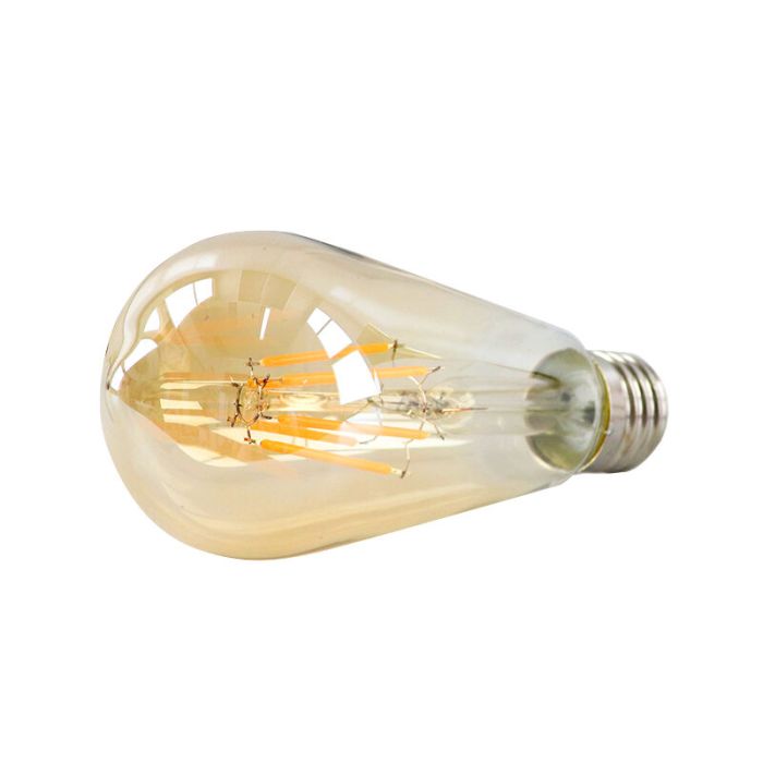 Dimmbare E27 Edison LED Lampe, ST58, 5W, Bernstein Glas, 2200K