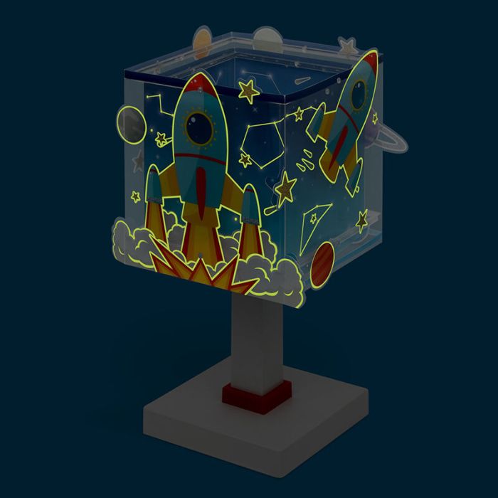 Blaue Kinderzimmer Tischleuchte Kunststoff, Rocket