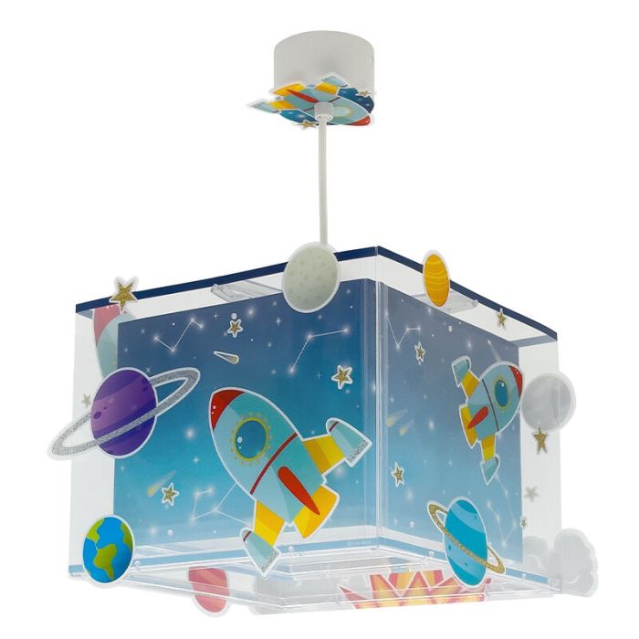 Blaue Kinderzimmer Pendelleuchte Kunststoff, Rocket