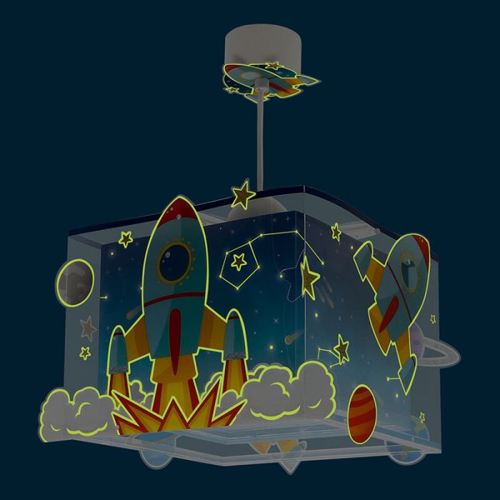 Blaue Kinderzimmer Pendelleuchte Kunststoff, Rocket