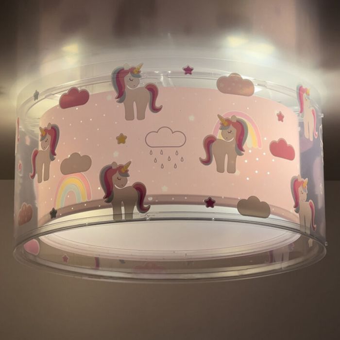Rosa Kinderzimmer Deckenleuchte Kunststoff, Unicorn