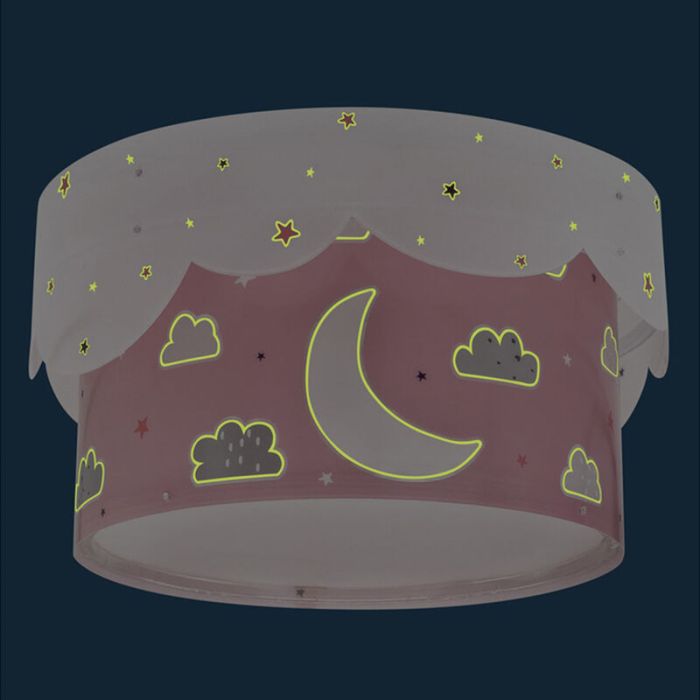 Rosa Kinderzimmer Deckenleuchte Kunststoff, Moon
