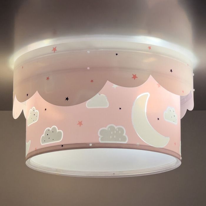 Rosa Kinderzimmer Deckenleuchte Kunststoff, Moon