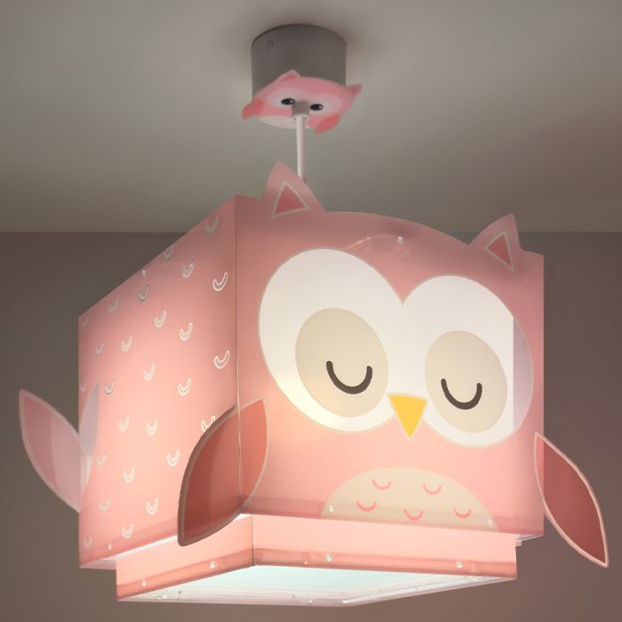Rosa Kinderzimmer Pendelleuchte Kunststoff, Owls