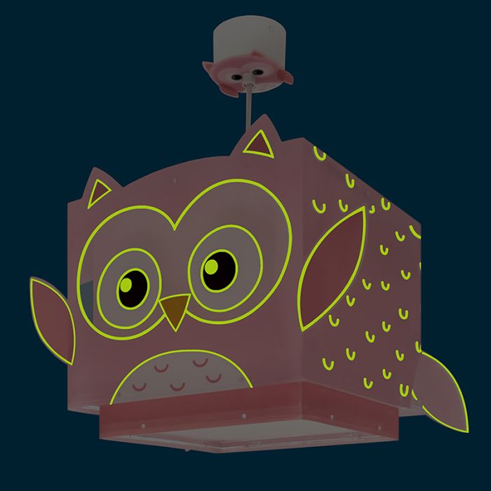 Rosa Kinderzimmer Pendelleuchte Kunststoff, Owls