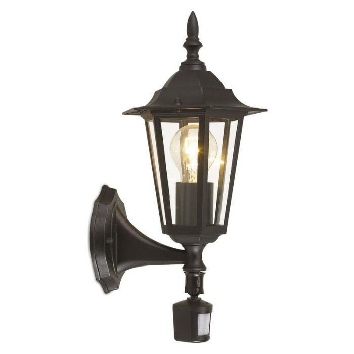 Schwarze antik Außen Wandleuchte mit Bewegungsmelder Aluminium, Alieke, IP44