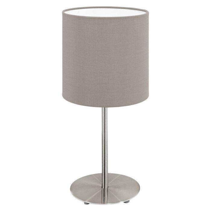 Taupe moderne Tischleuchte Stoff, Abano, mit Schalter