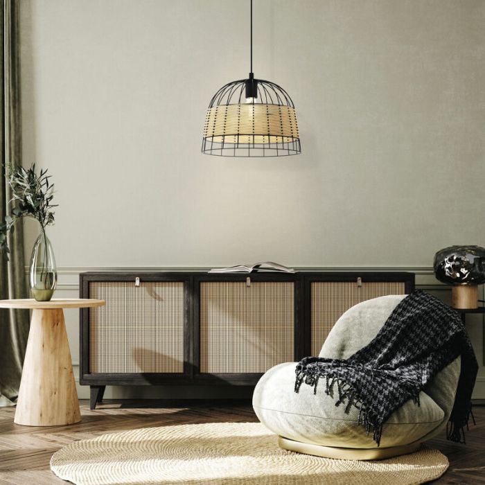 Rattan Pendelleuchte Braun, Guillaume