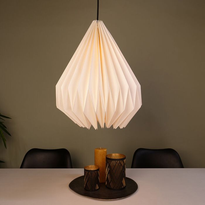 Papier Pendelleuchte Weiß, Leco