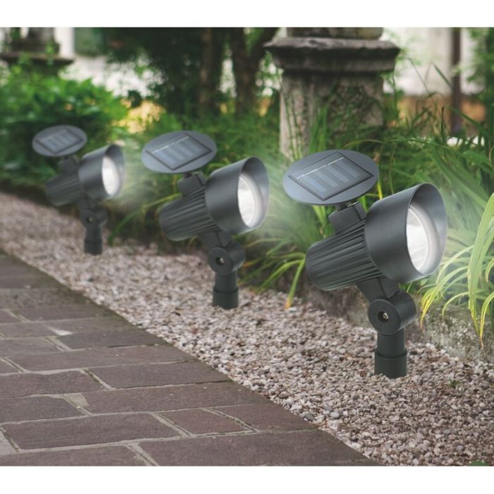 Schwarze Außenstrahler Kunststoff, Zora, 1W, 3000K LED, IP44, mit Schalter