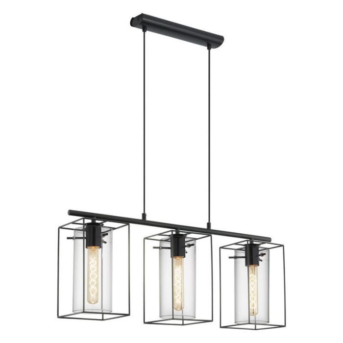 Schwarze industrielle Pendelleuchte Glas, Aprica