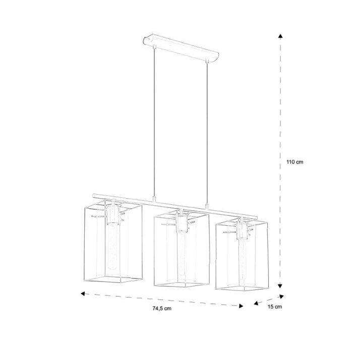 Schwarze industrielle Pendelleuchte Glas, Aprica