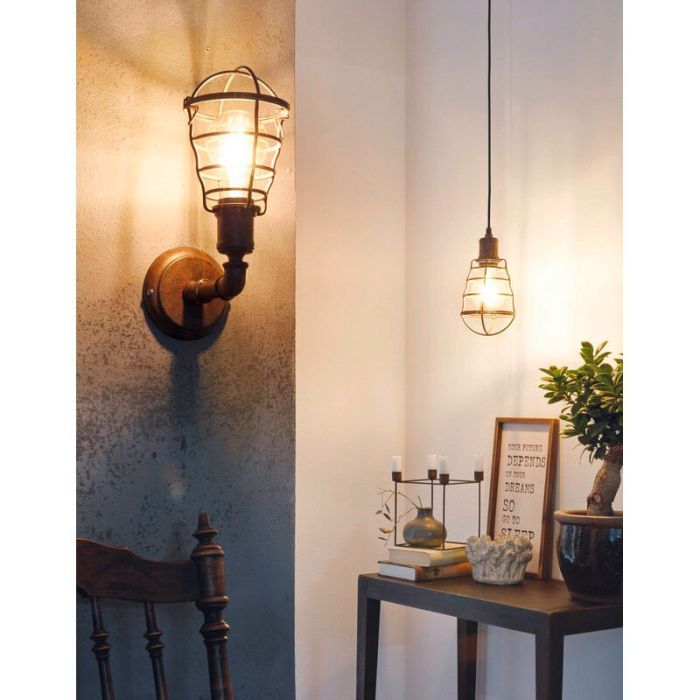 Braune vintage Pendelleuchte Metall, Aissa