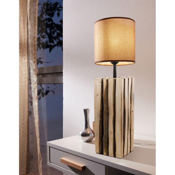 Holz Tischlampe ohne Schirm Braun, Kick, mit Schalter