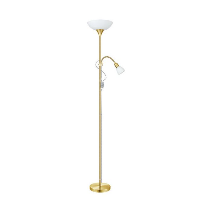 Goldene Leselampe Stehlampe Kunststoff, Burgo, mit Schalter