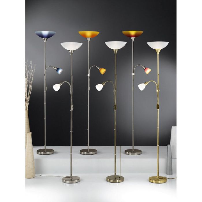Goldene Leselampe Stehlampe Kunststoff, Burgo, mit Schalter