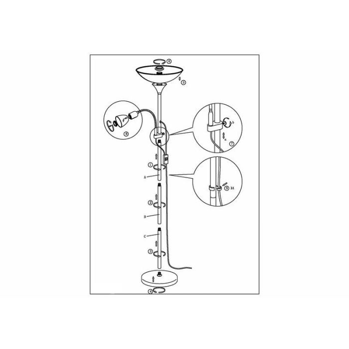 Bronze Leselampe Stehlampe Kunststoff, Burgo, mit Schalter