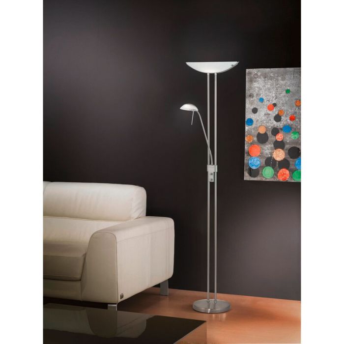 Nickel design Leselampe Stehlampe Glas, Brava, mit Schalter