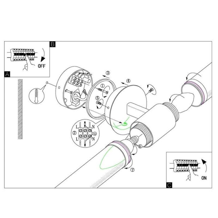 Nickel moderne Spiegelbeleuchtung Glas, Euska, IP44