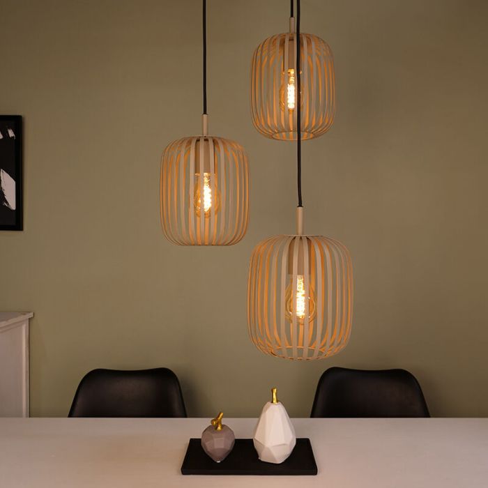 Beige industrielle Pendelleuchte Stahl, Pietro