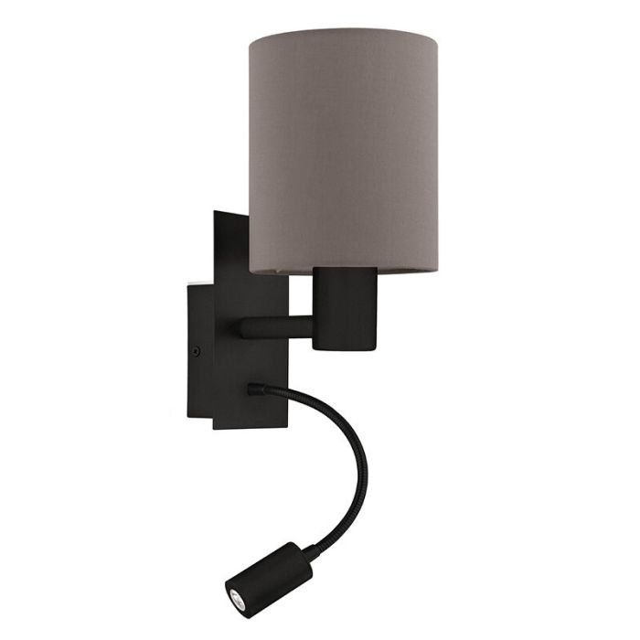 Taupe Bettlampe Stoff, Abano, mit Schalter