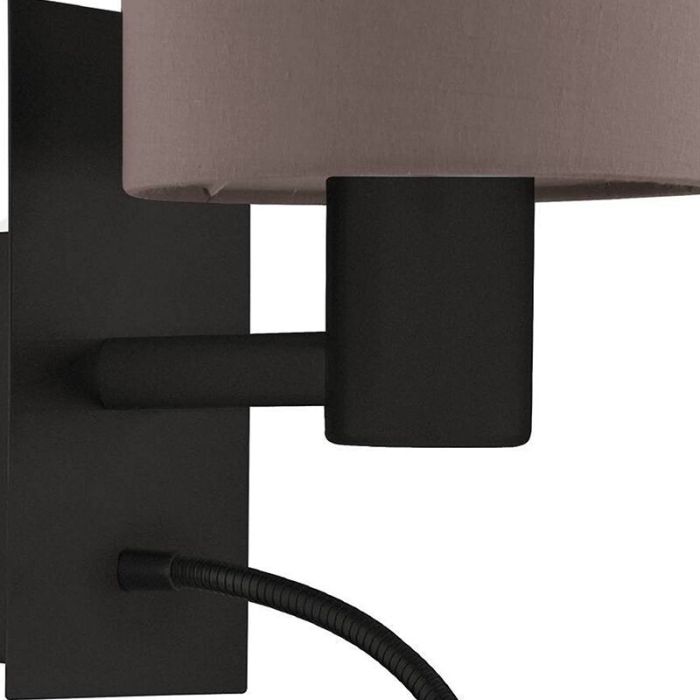 Taupe Bettlampe Stoff, Abano, mit Schalter
