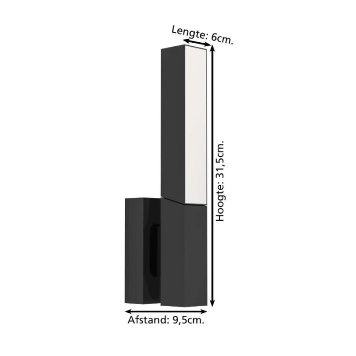 Schwarze moderne Außenleuchte Aluminium, Salman, 4,5W, 3000K LED, IP44