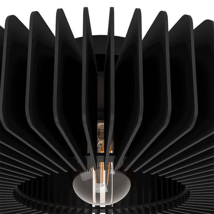 Schwarze moderne Deckenlampe Holz, Muna