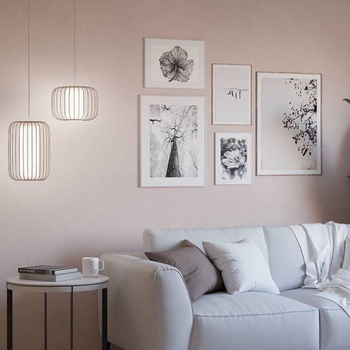 Beige industrielle Pendelleuchte Aluminium, Safira