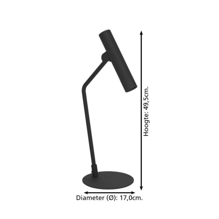 Schwarze moderne Tischleuchte Aluminium, Aleyna, 5W, 3000K LED, mit Schalter