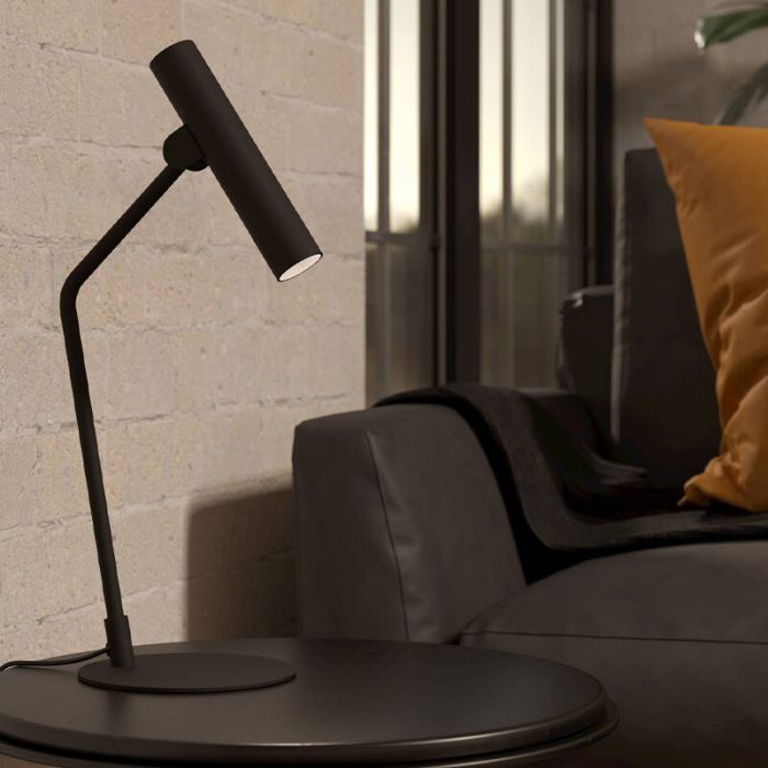 Schwarze moderne Tischleuchte Aluminium, Aleyna, 5W, 3000K LED, mit Schalter