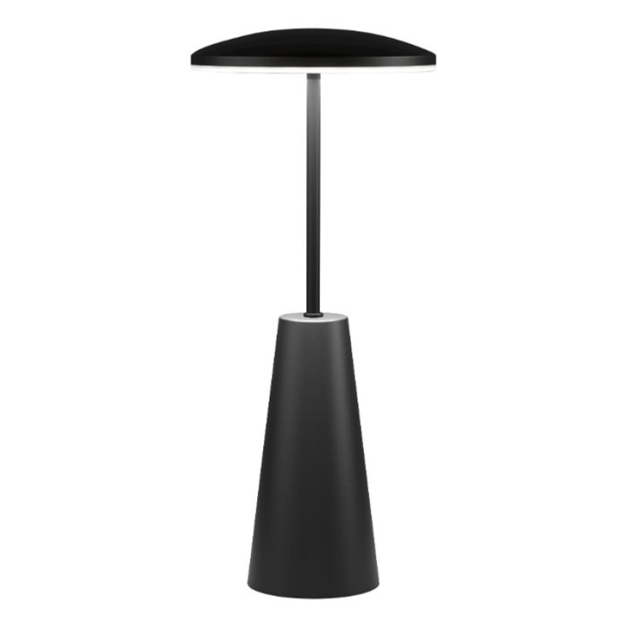 Schwarze moderne Tischleuchte Stahl, Ishika, 2,8W, White Switch LED, IP54, mit Touch-Dimmer