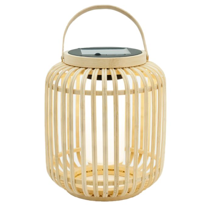 Braune Solar Außen Tischlampe Holz, Hanin, 3,3W, 4000K LED, IP44, mit Schalter