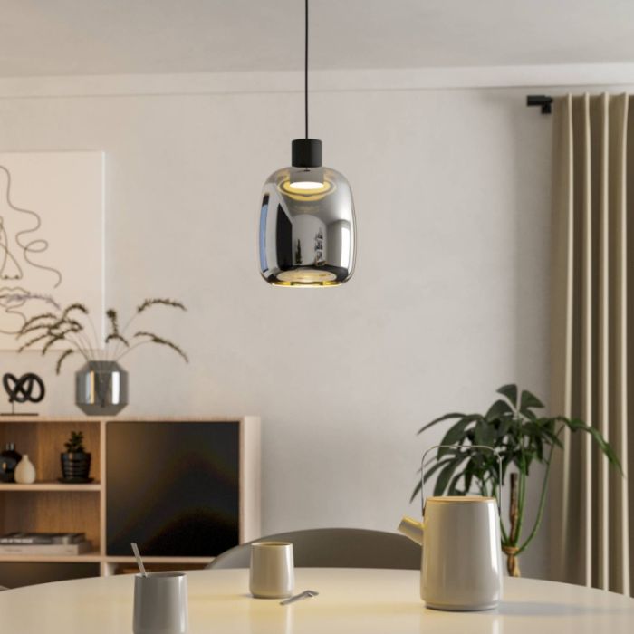 Schwarze Smart Pendelleuchte Rauchglas, Tamika, 3,7W, RGBW LED