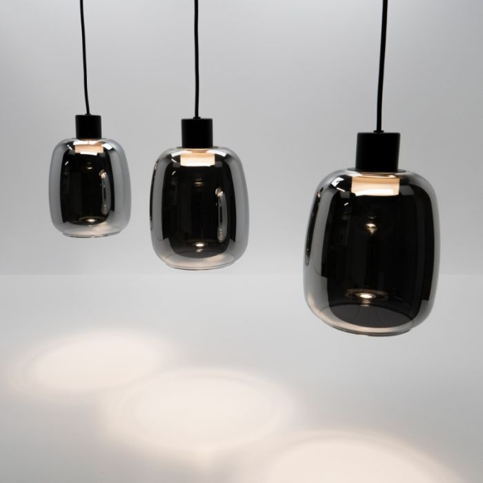 Schwarze Smart Pendelleuchte Rauchglas, Tamika, 3,7W, RGBW LED