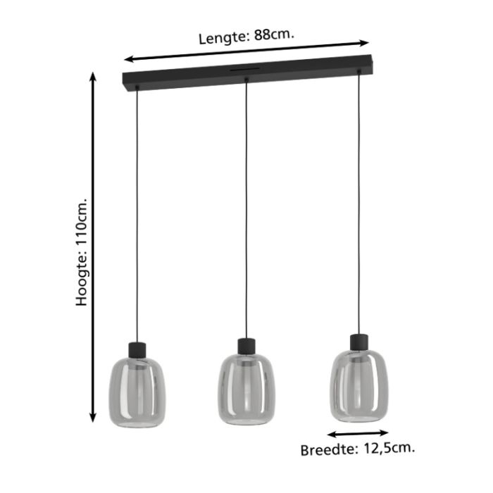 Schwarze Smart Pendelleuchte Rauchglas, Tamika, 3,7W, RGBW LED