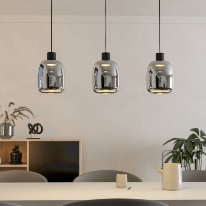Schwarze Smart Pendelleuchte Rauchglas, Tamika, 3,7W, RGBW LED