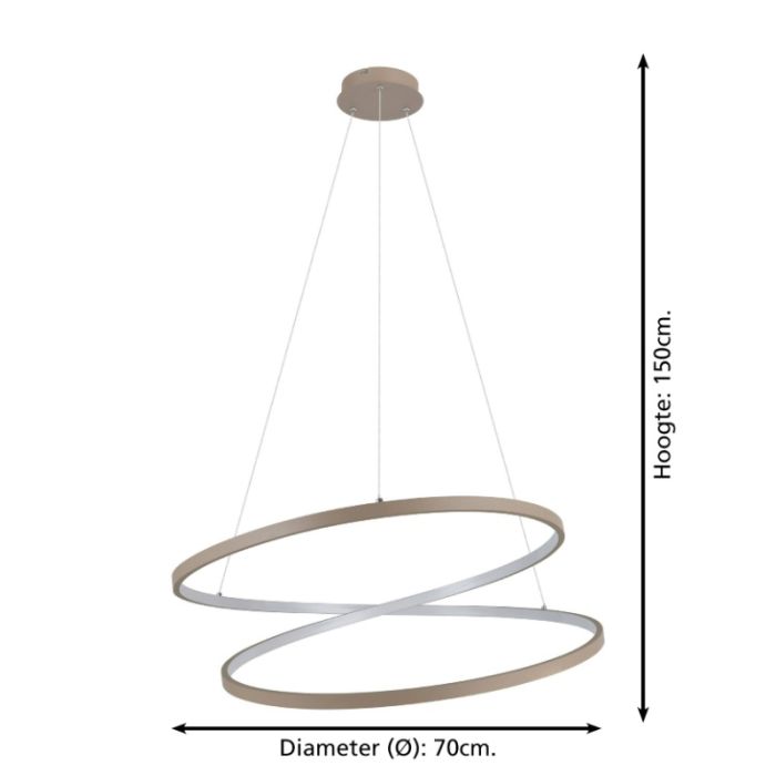 Beige moderne Pendelleuchte Aluminium, Ties, 42W, 3000K LED