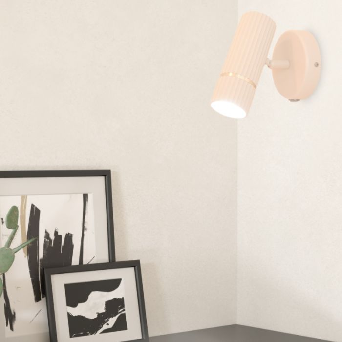 Beige moderne Wandleuchte Stahl, Vahid, mit Schalter