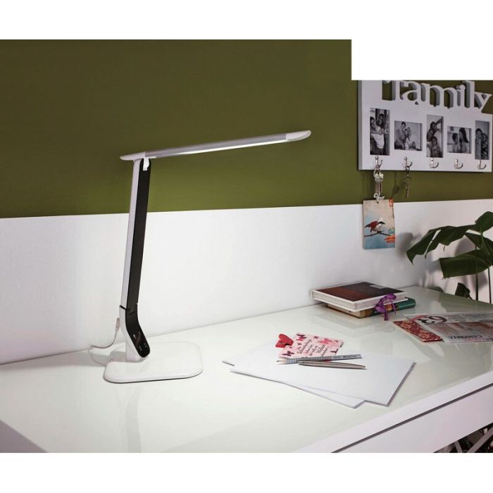 Weiße design Schreibtischlampe Kunststoff, Ilias, 6W, 5000K LED, mit Touch-Dimmer