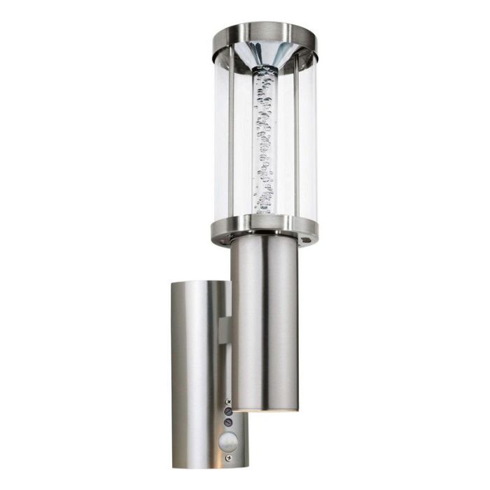 Silberne antik Außen Wandleuchte mit Bewegungsmelder Glas, Minou, IP44