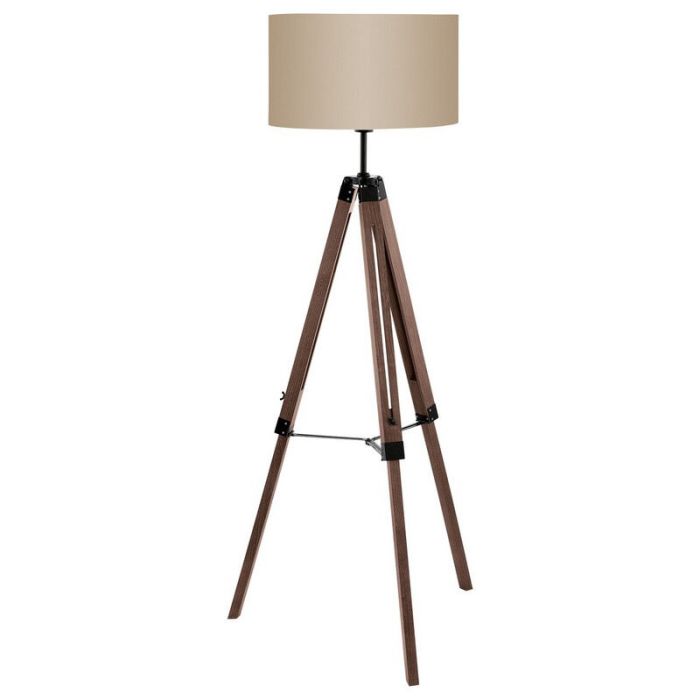 Braune landhaus Stativlampe Holz, Joana, mit Schalter