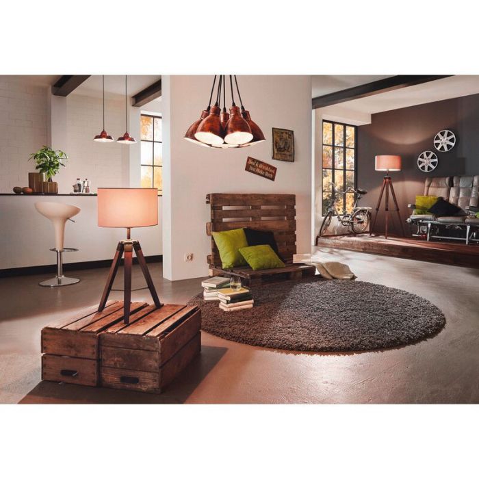 Braune landhaus Stativlampe Holz, Joana, mit Schalter