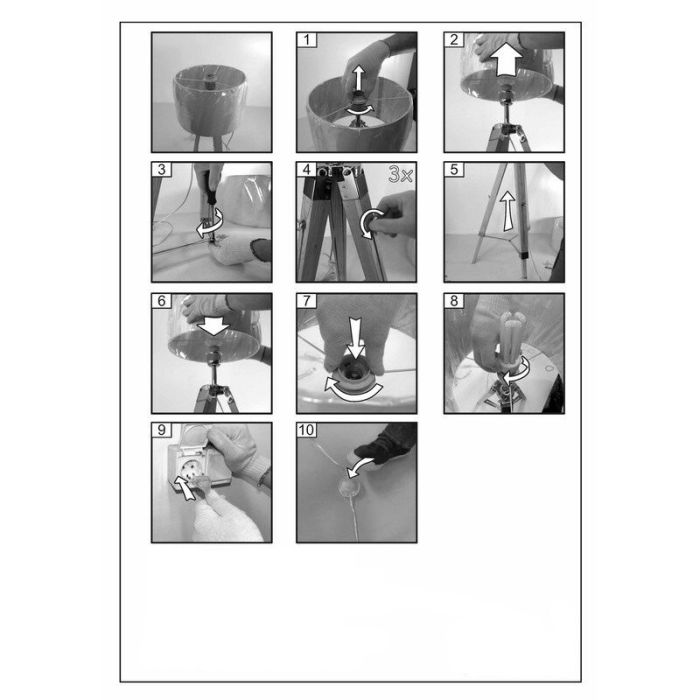 Braune landhaus Stativlampe Holz, Joana, mit Schalter