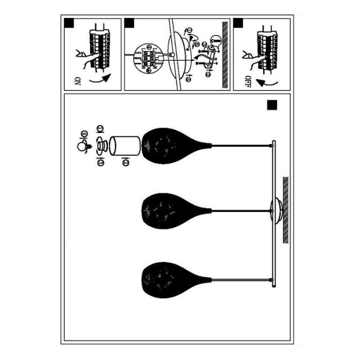 Schwarze moderne Pendelleuchte Glas, Maritima